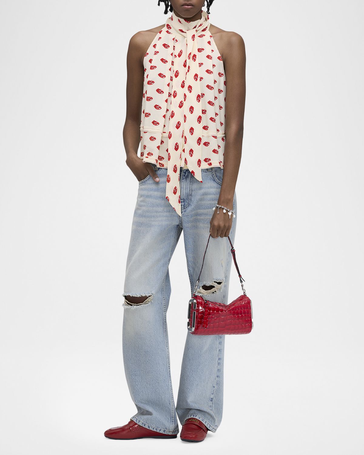 Marc Jacobs Lips Neck-Tie Halter Top