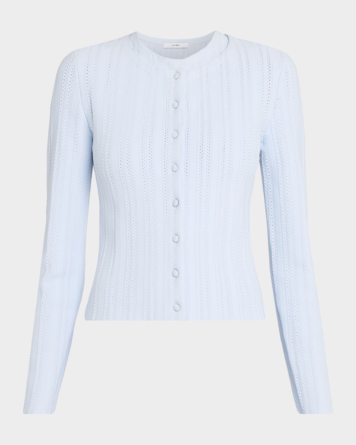 Adam Lippes Faye Pointelle Knit Crewneck Cardigan