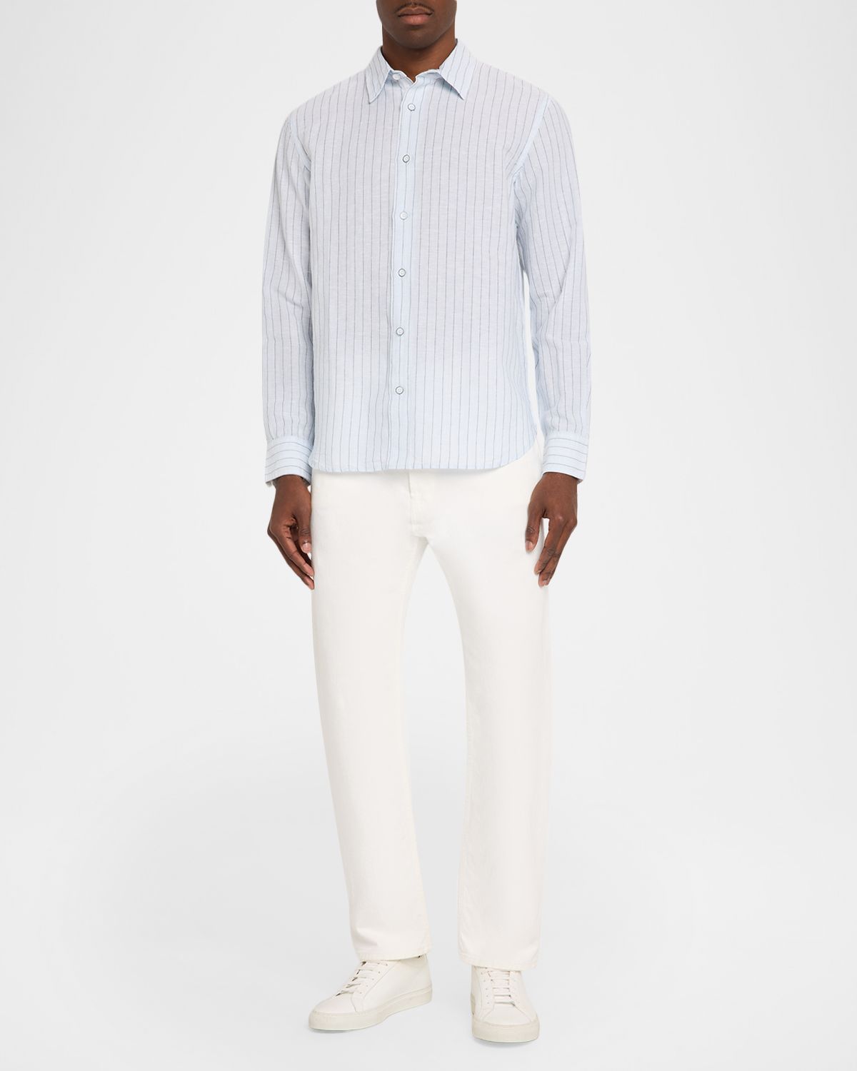 Rag & Bone Men 's Linen and Cotton Hairline Sport Shirt