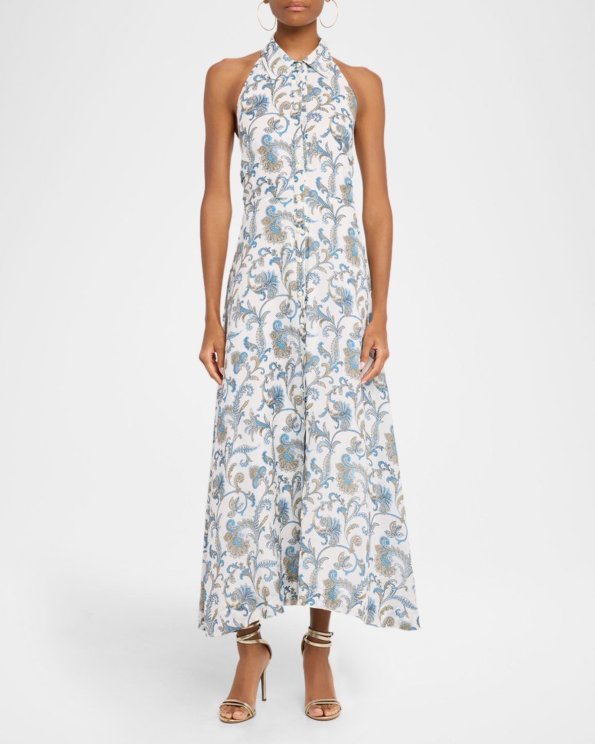 Veronica Beard Mackey Printed Ramie Maxi Dress