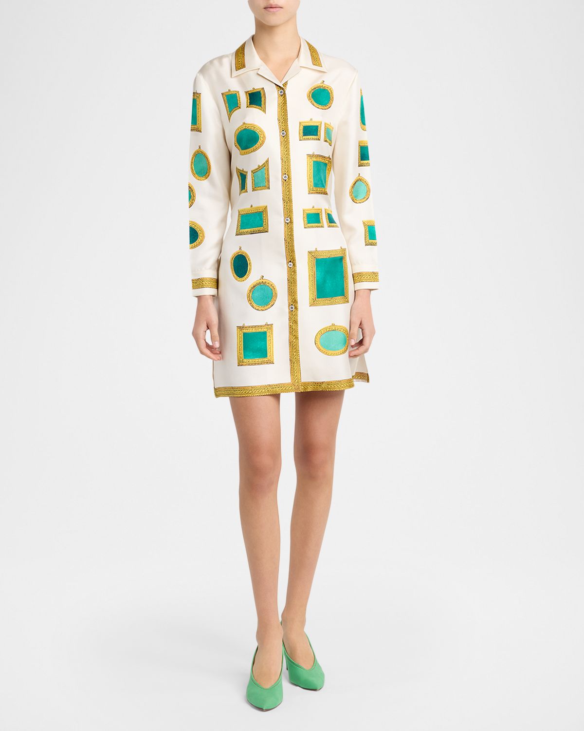 Versace Printed Silk Twill Mini Shirtdress