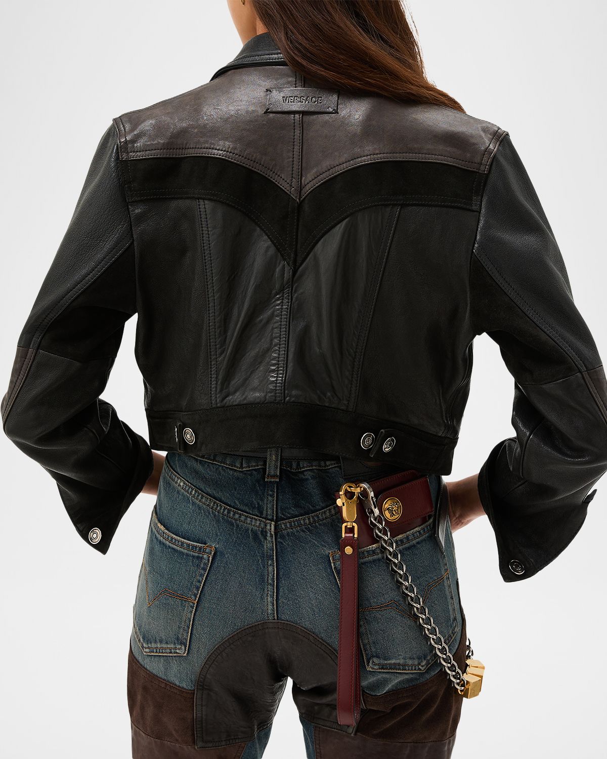 Versace Slim Leather Patchwork Jacket