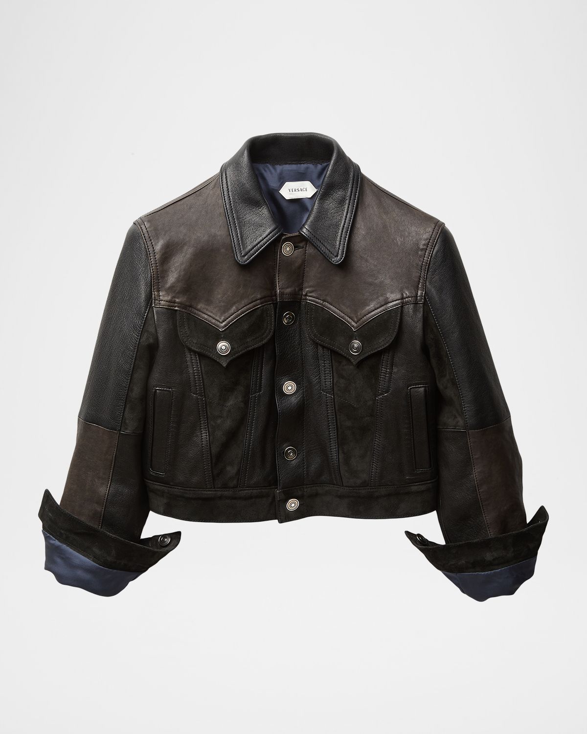 Versace Slim Leather Patchwork Jacket | Thumbnail 4 Versace Slim Leather Patchwork Jacket | Thumbnail 4
