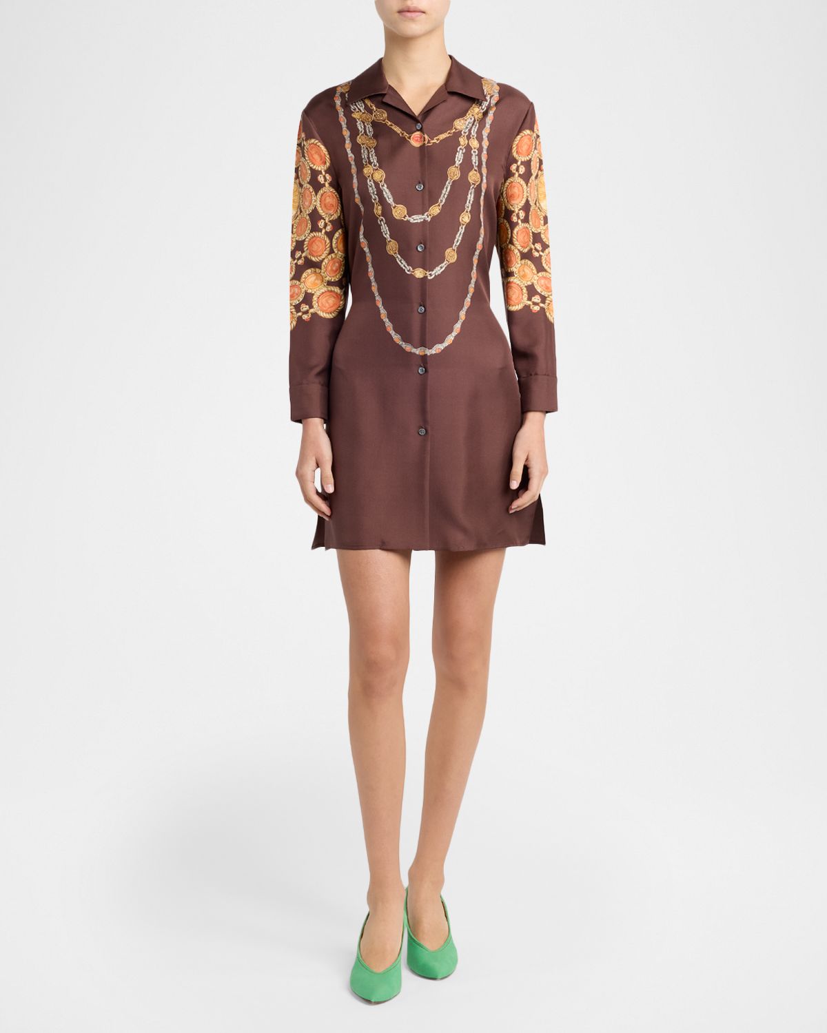Versace Printed Silk Twill Mini Shirtdress