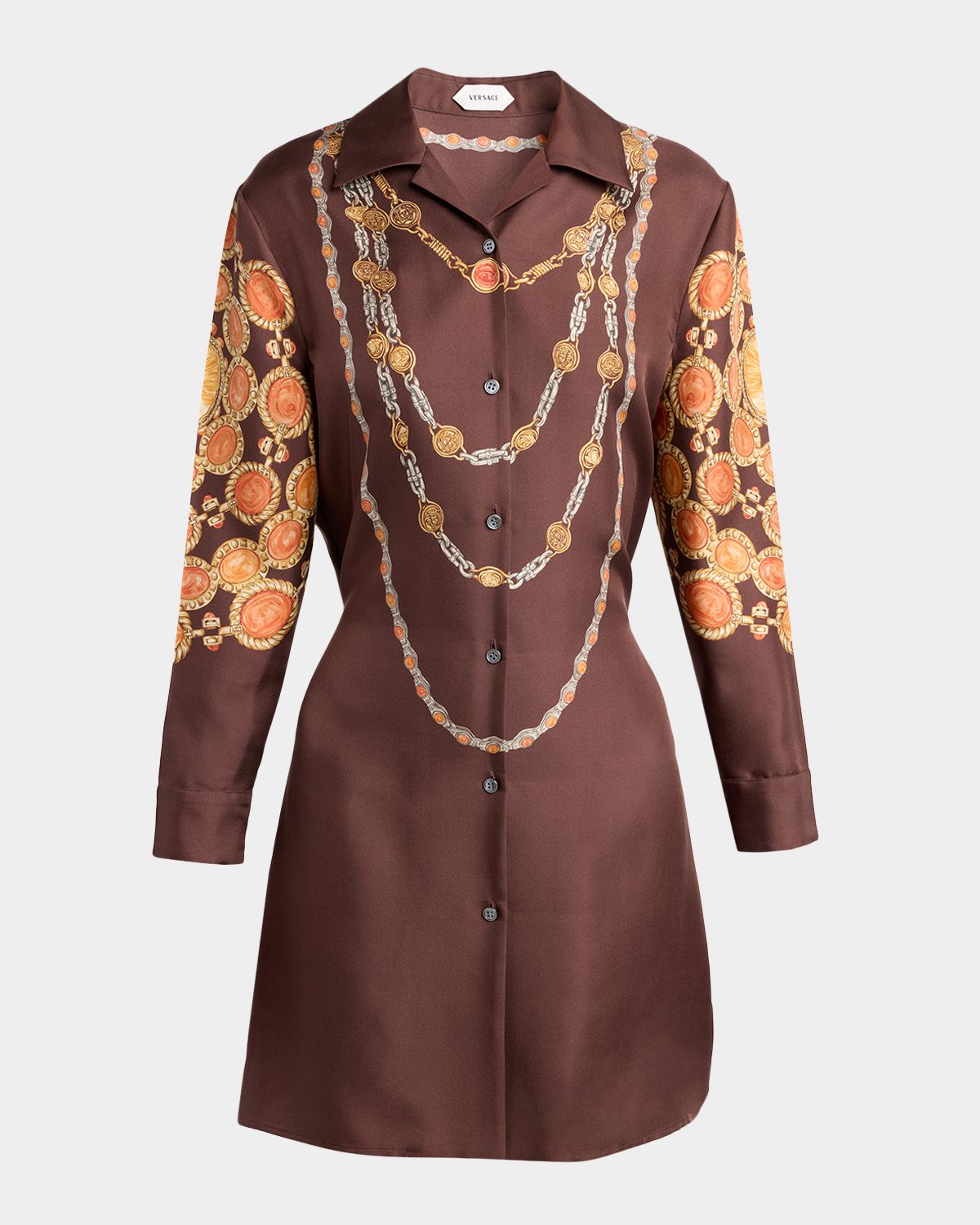 Versace Printed Silk Twill Mini Shirtdress