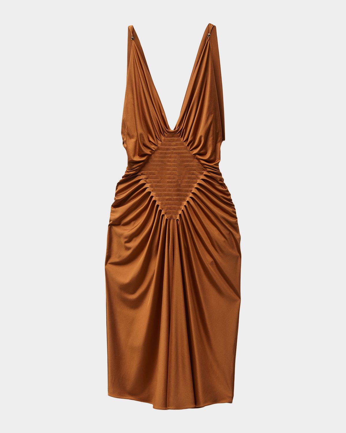 Versace Draped Silk-Satin Midi Dress | Thumbnail 4 Versace Draped Silk-Satin Midi Dress | Thumbnail 4