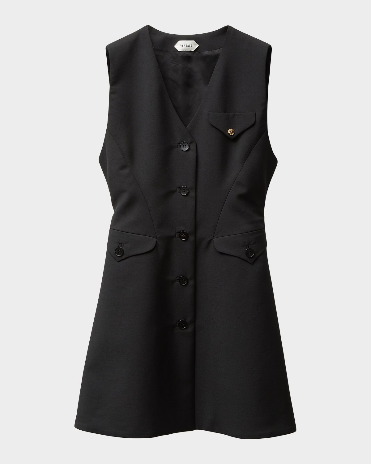 Versace Grain De Poudre Wool Mini Dress | Thumbnail 4