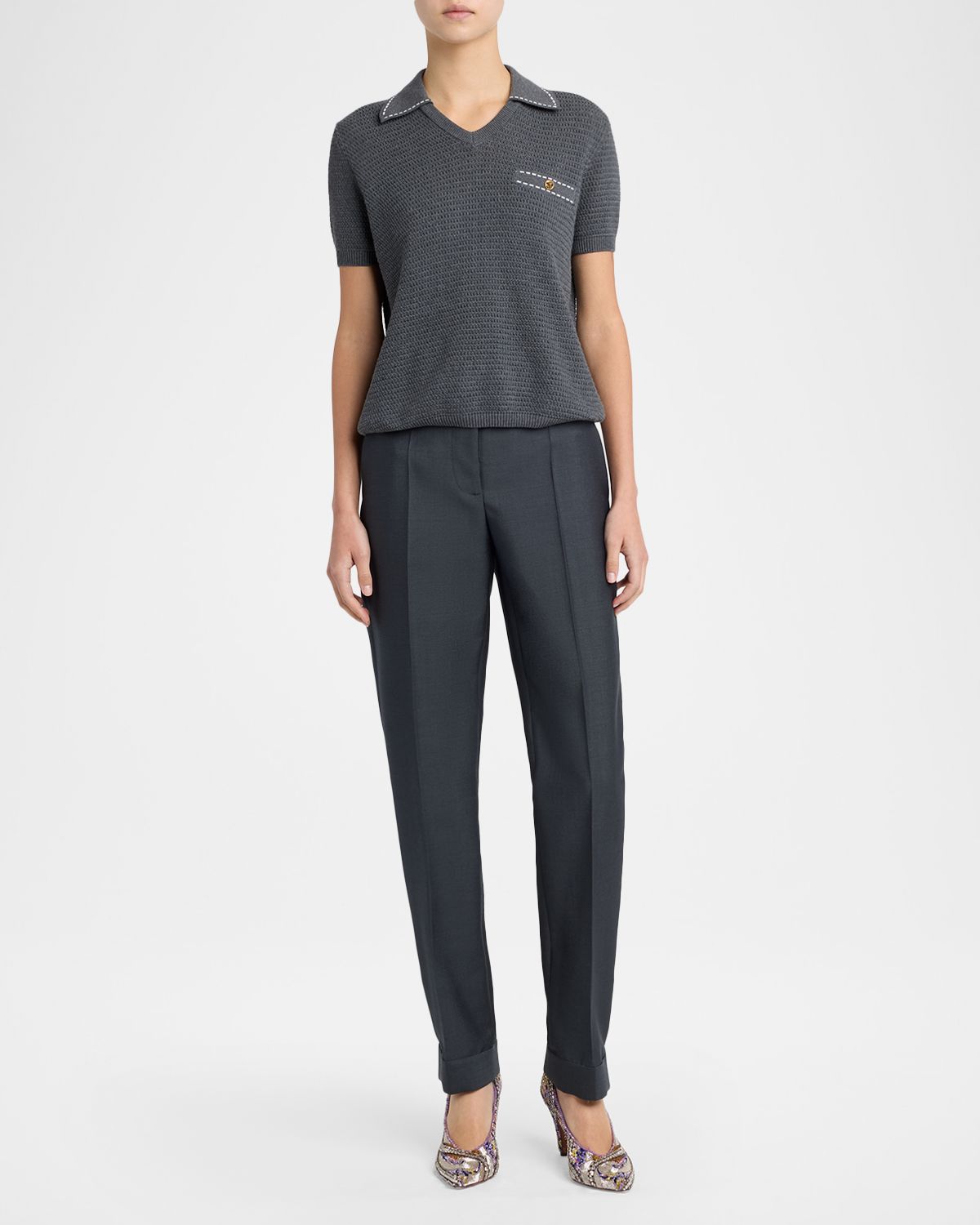 Versace Medusa Knit Cotton Polo