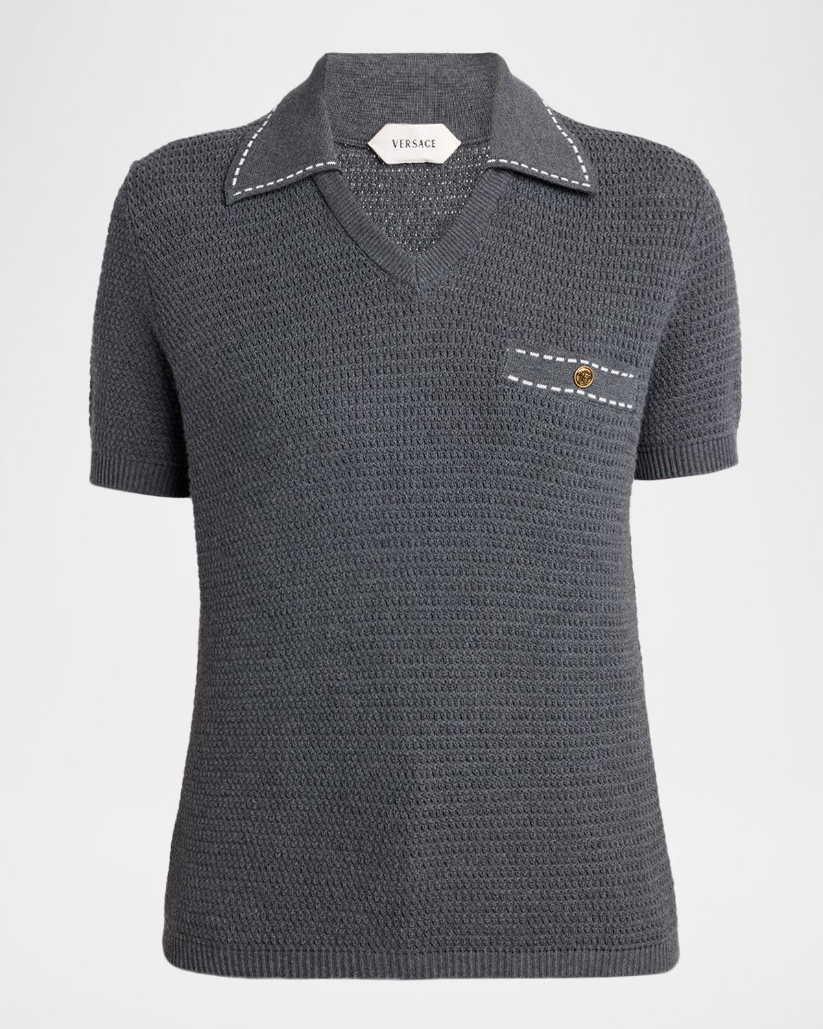 Versace Medusa Knit Cotton Polo