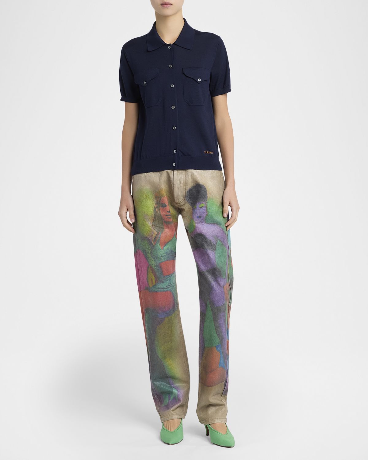 Versace Knit Button-Front Shirt
