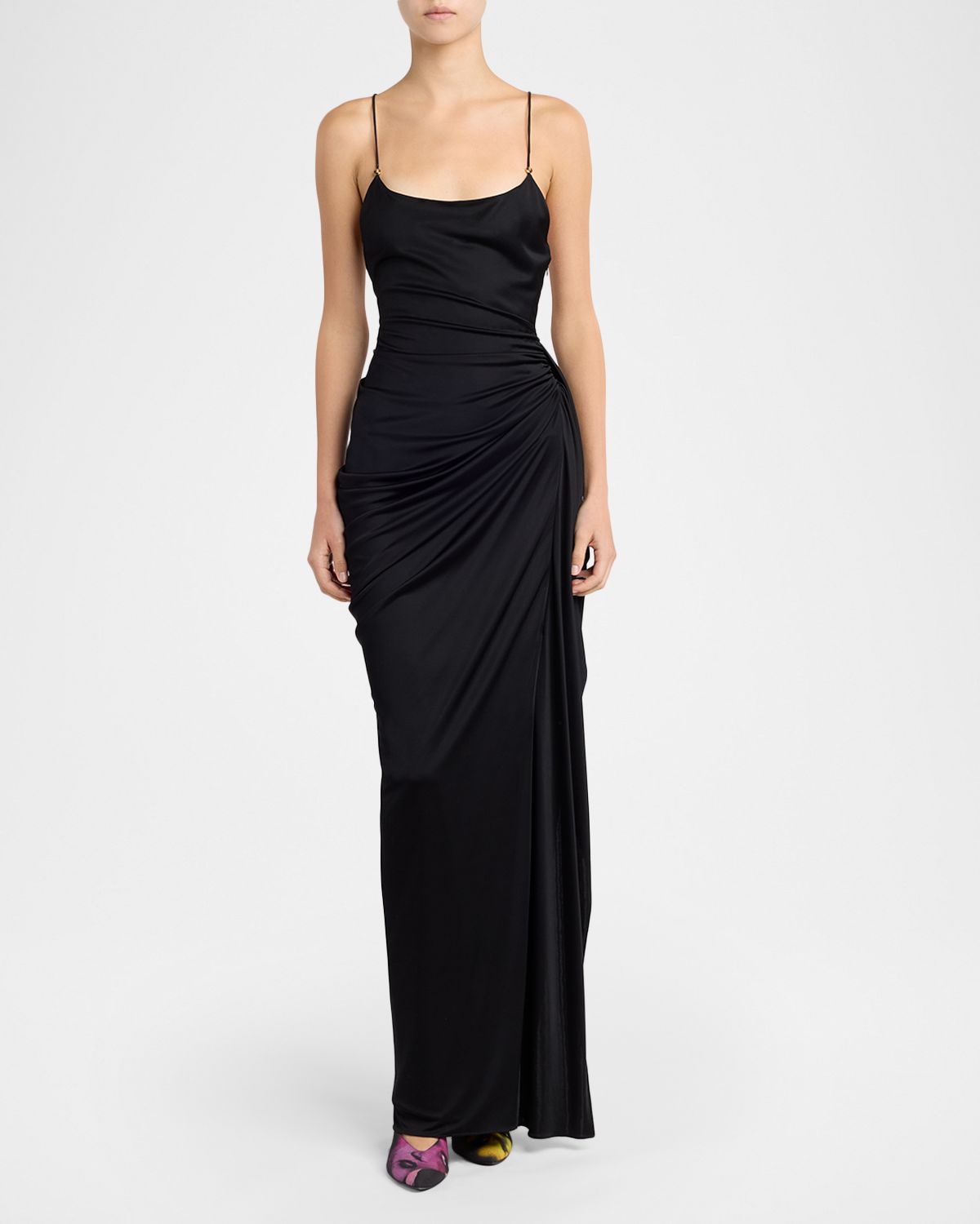 Versace Draped Open-Back Gown