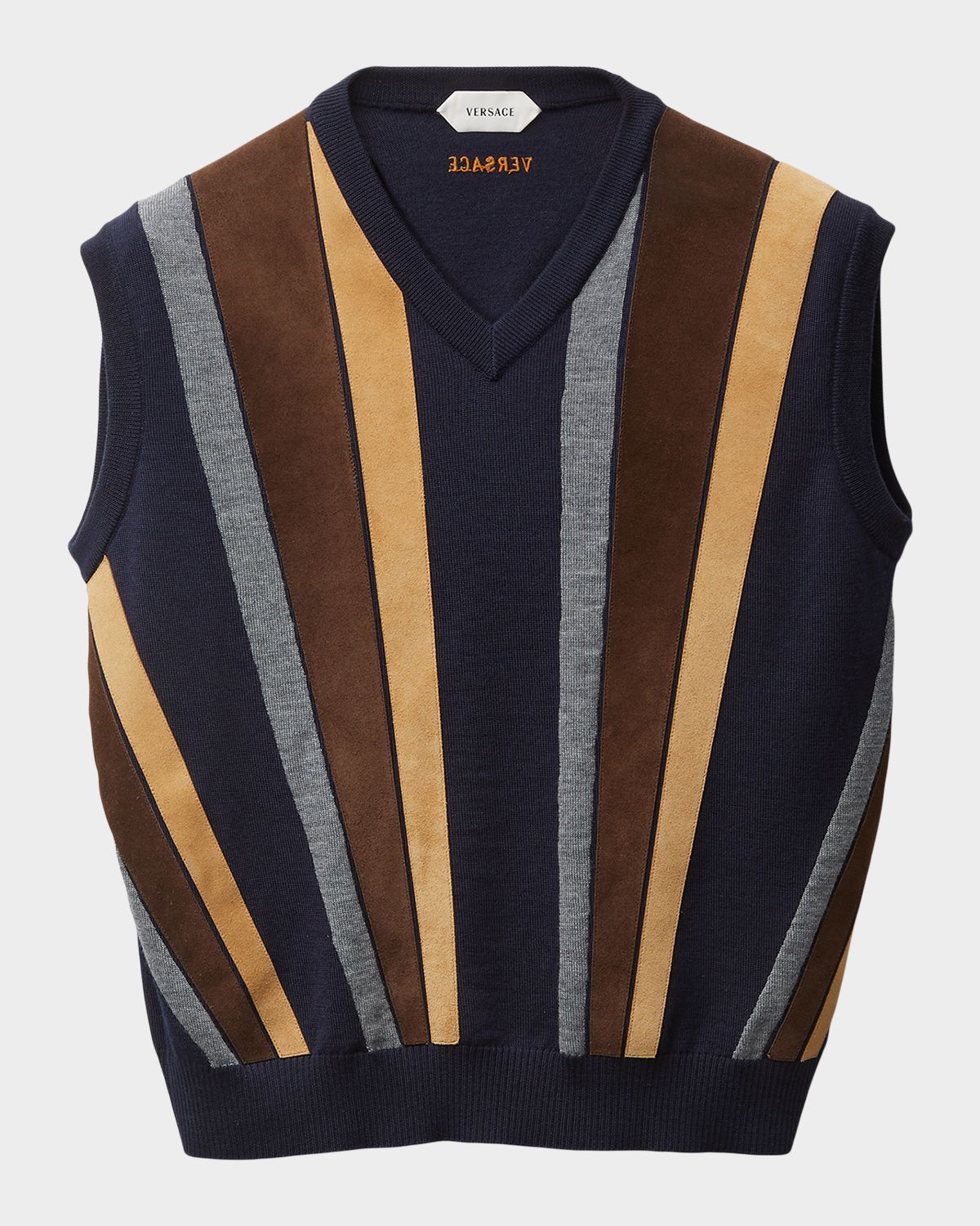 Versace Suede Patchwork Sweater Vest | Thumbnail 4 Versace Suede Patchwork Sweater Vest | Thumbnail 4