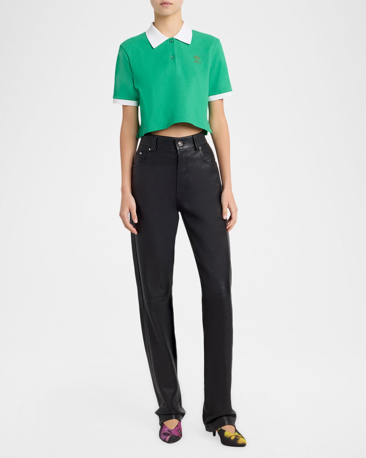 Versace Pique Polo with Medusa Embroidery