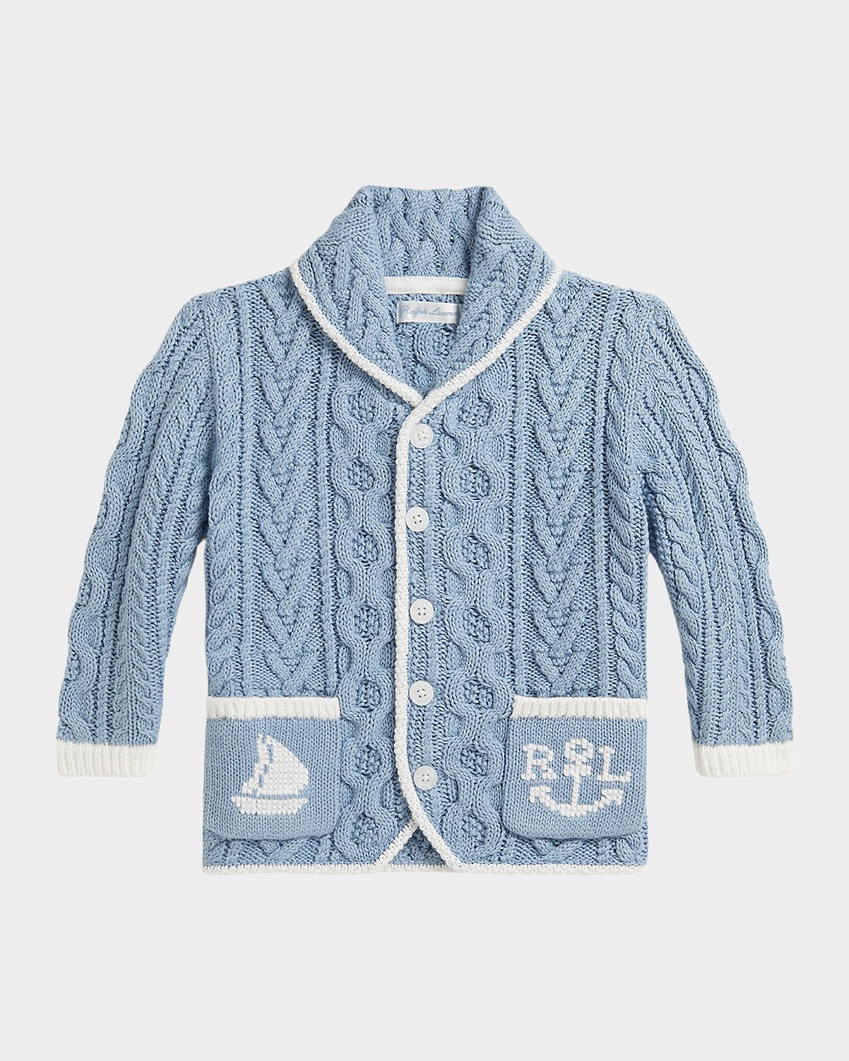 Polo Ralph Lauren Kid 's Cable-Knit Cotton Shawl Cardigan, Size 3M-24M