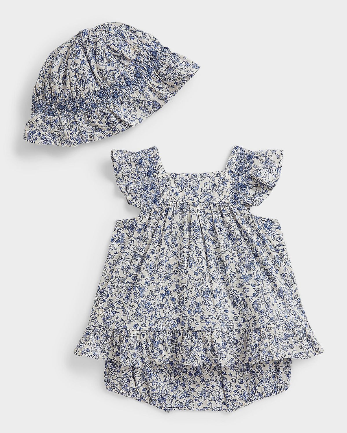 Polo Ralph Lauren Girl 's Floral Cotton Dress, Bloomers & Hat Set, Size 6M-24M