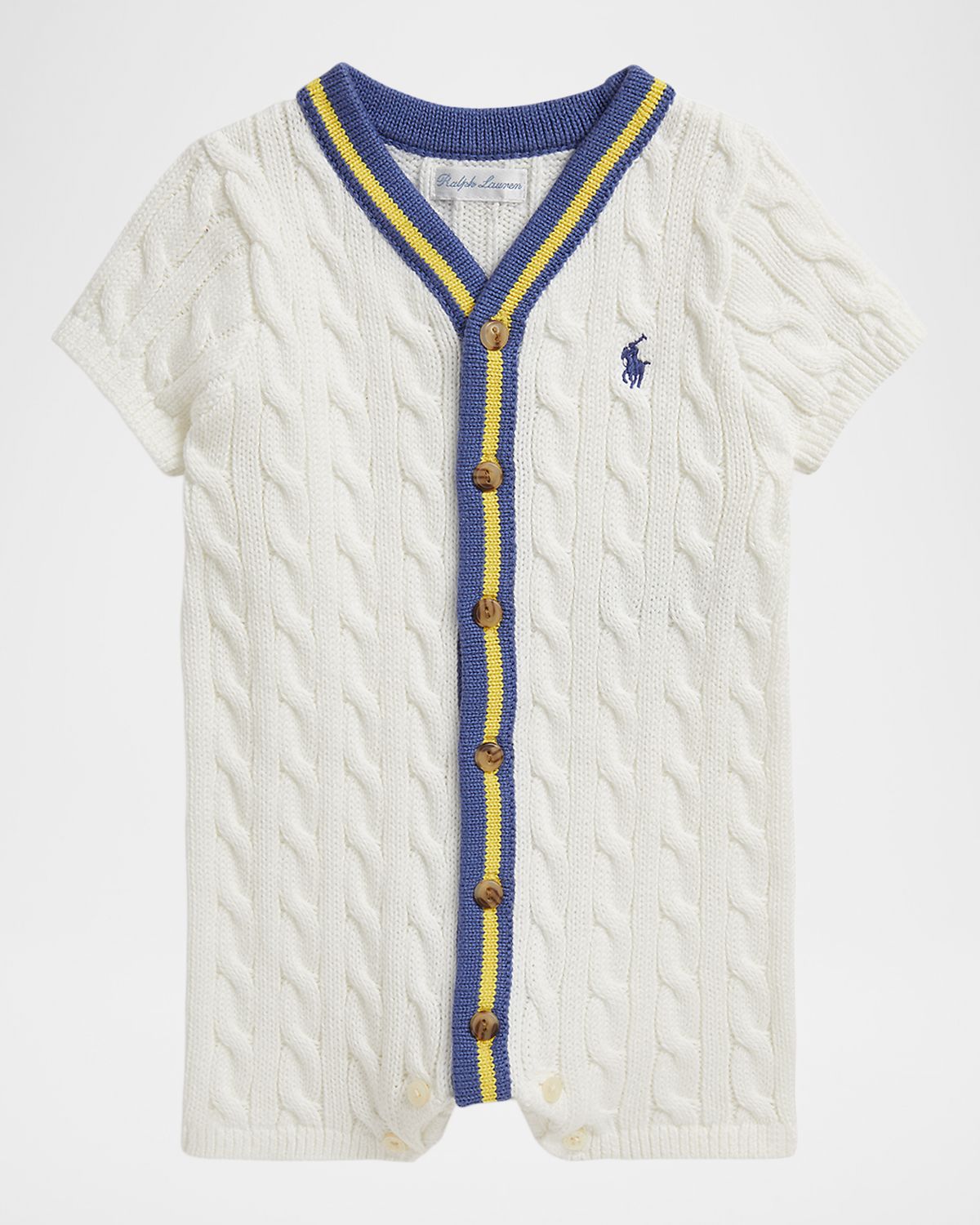 Polo Ralph Lauren Kid 's Cable-Knit Cotton Sweater Shortall, Size 3M-12M