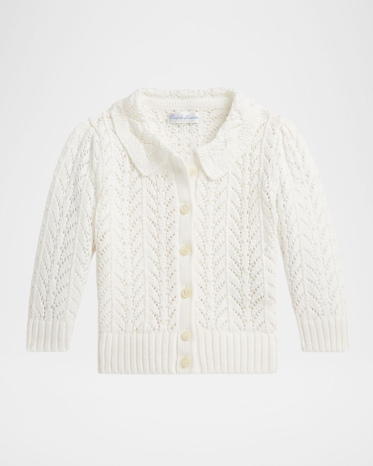 Polo Ralph Lauren Girl 's Pointelle-Knit Cotton Cardigan Sweater, Size 3M-24M