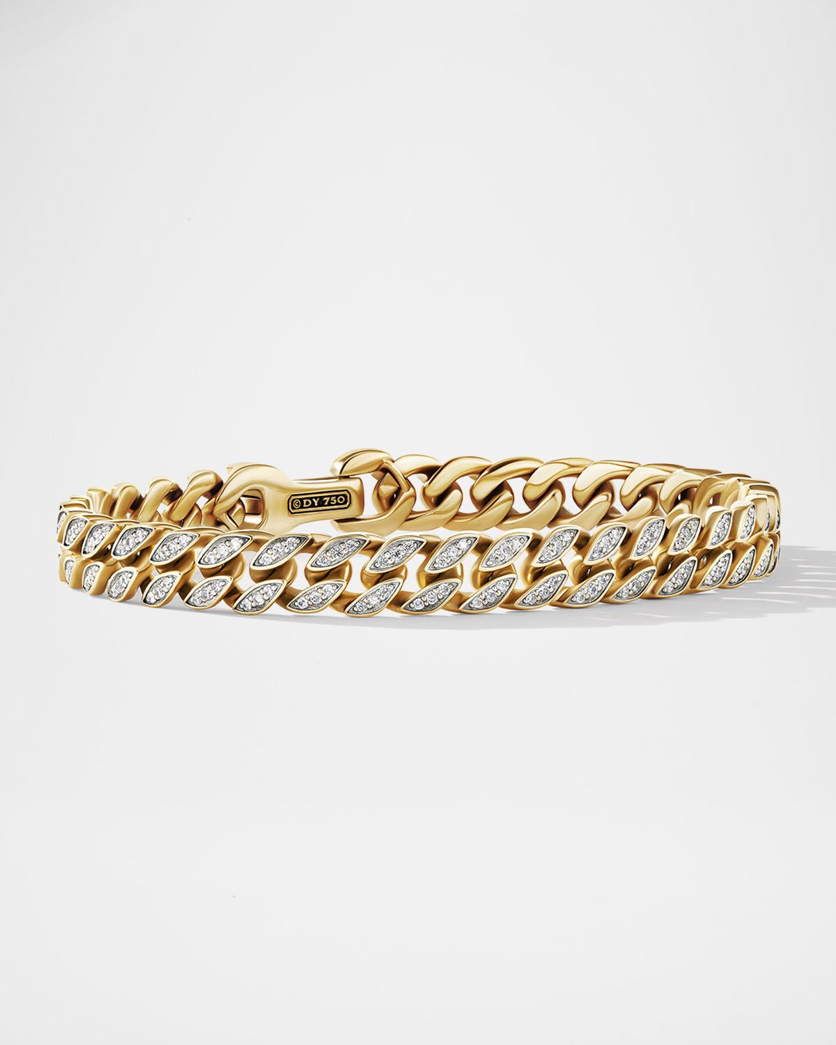 David Yurman Men 's Curb Chain Bracelet with Diamonds in 18K Gold, 8mm