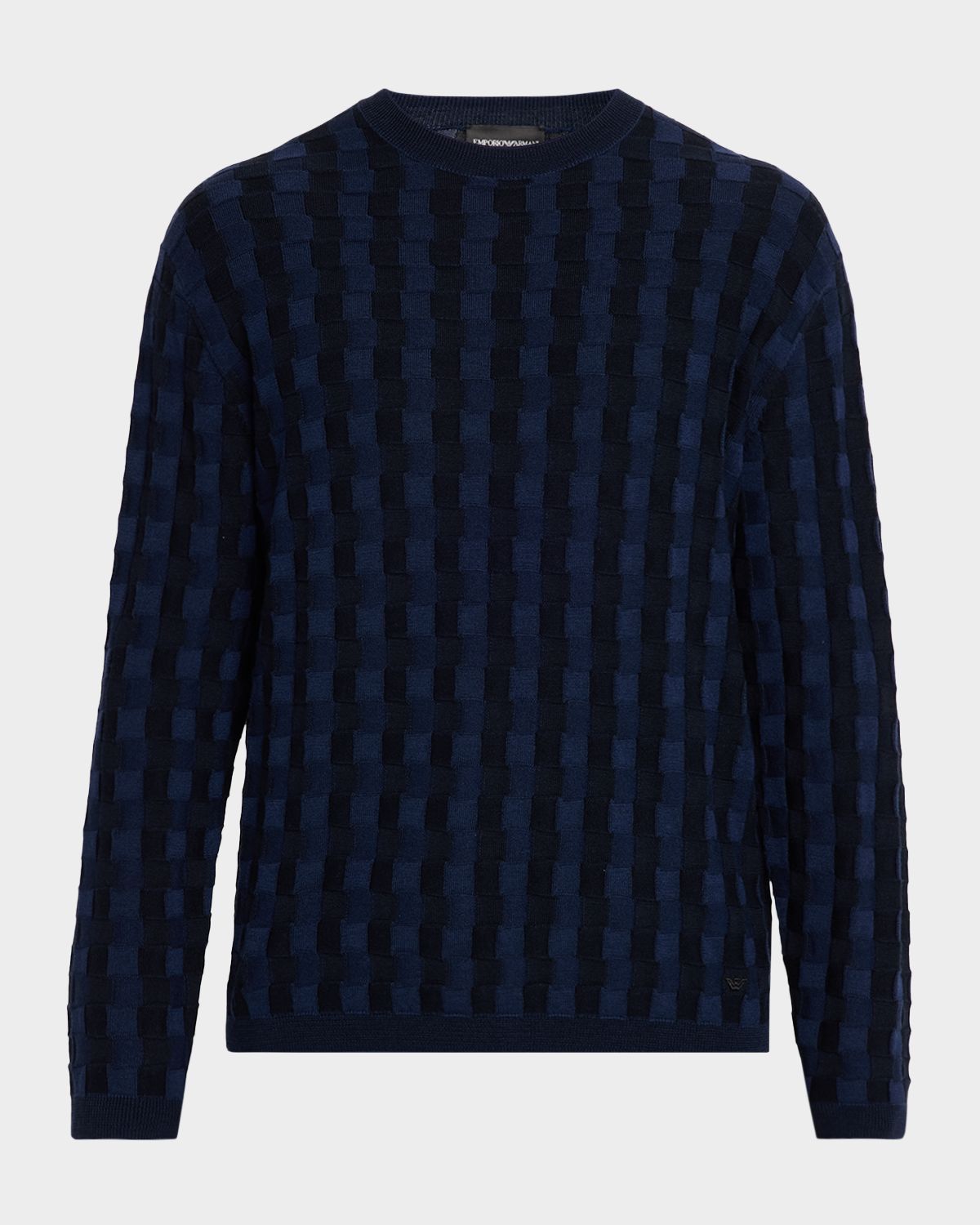 Emporio Armani Men 's Embossed Jacquard Wool Crewneck Sweater