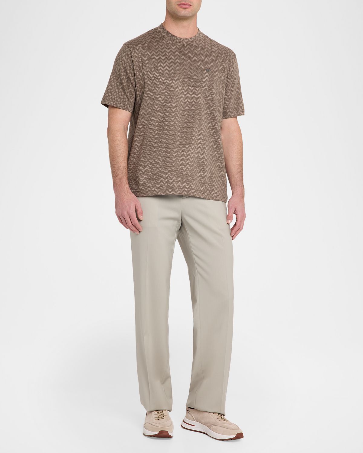 Emporio Armani Men 's Icon Two-Tone Chevron Jacquard Jersey T-Shirt