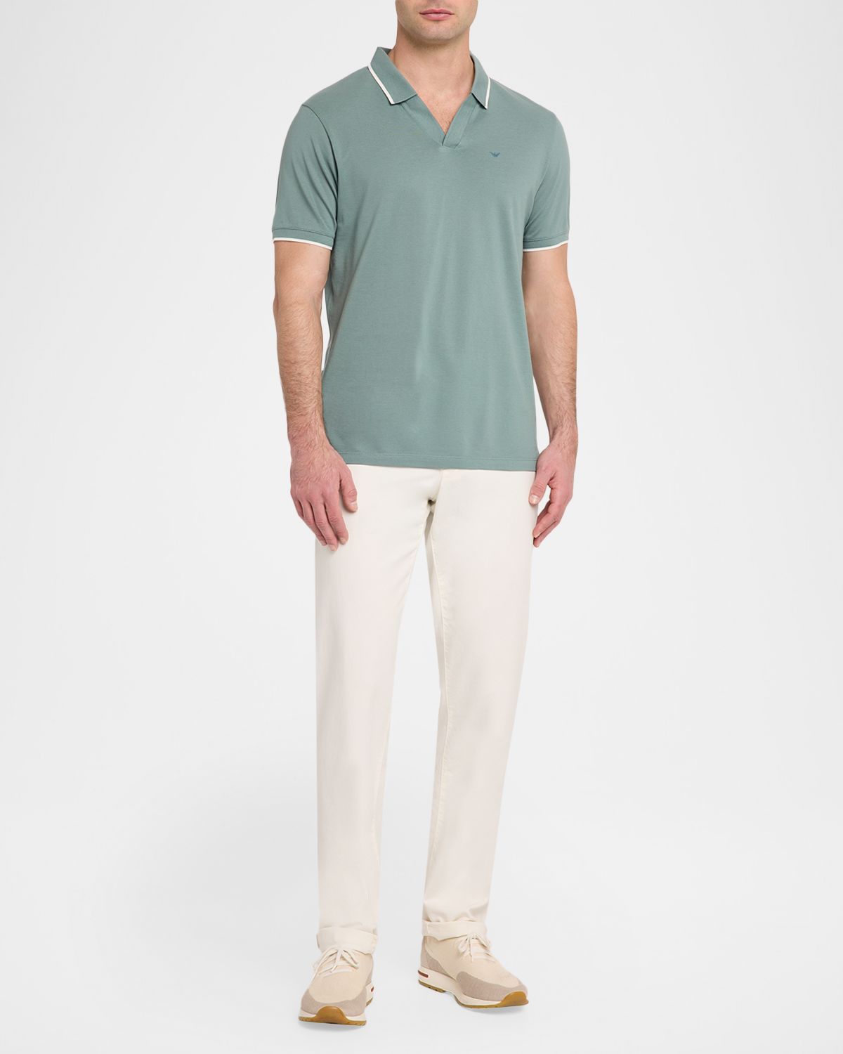 Emporio Armani Men 's V-Neck Pique Polo Shirt