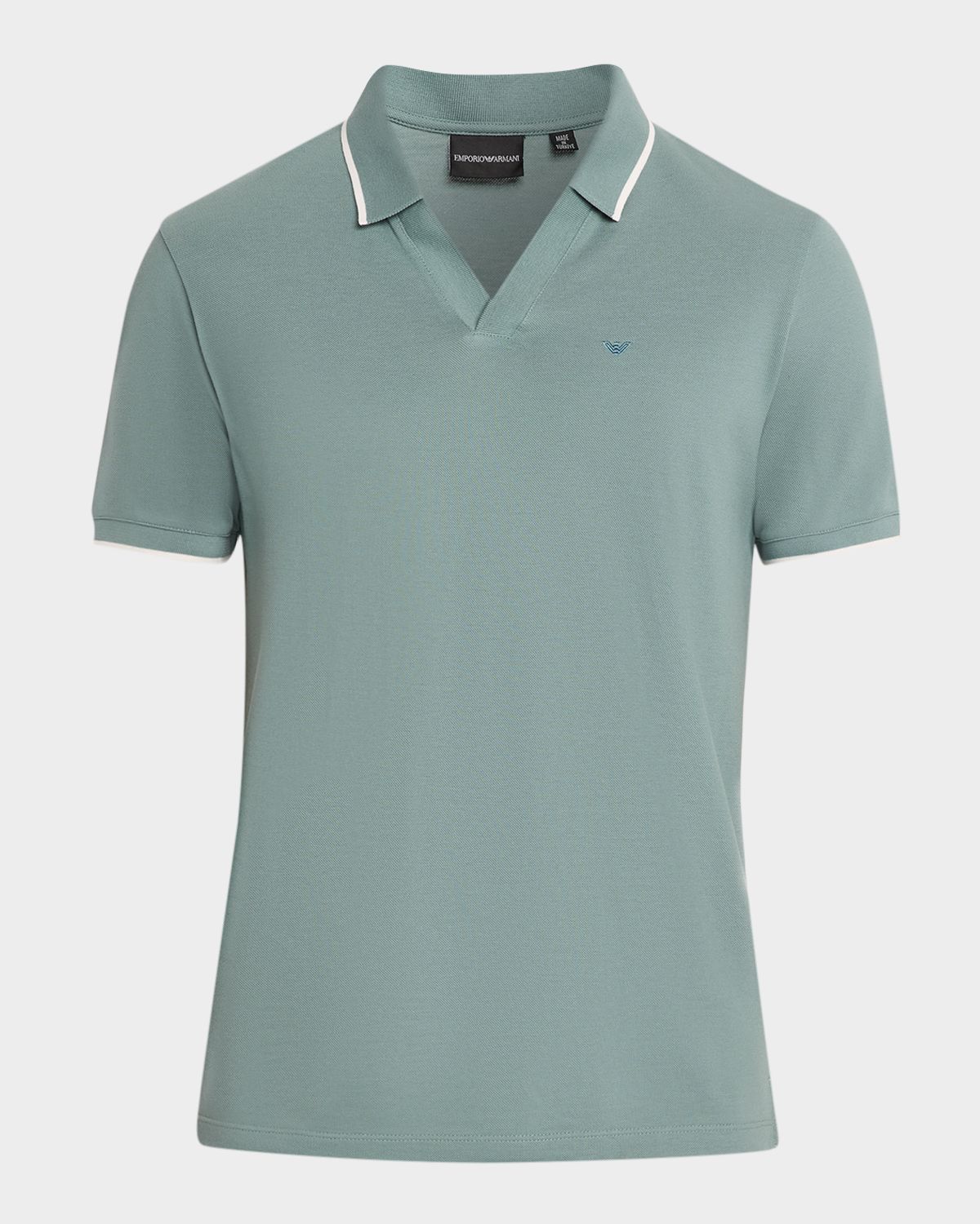 Emporio Armani Men 's V-Neck Pique Polo Shirt