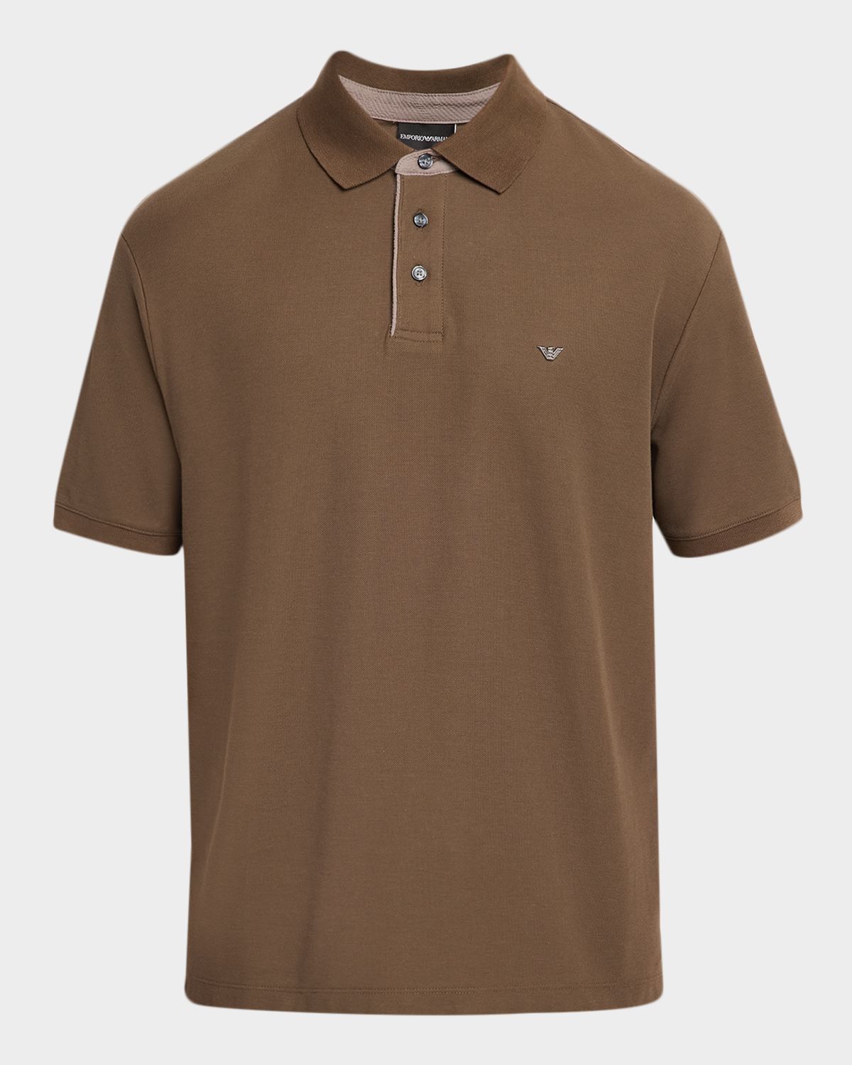 Emporio Armani Men 's Rib-Trim Textured Knit Polo Shirt