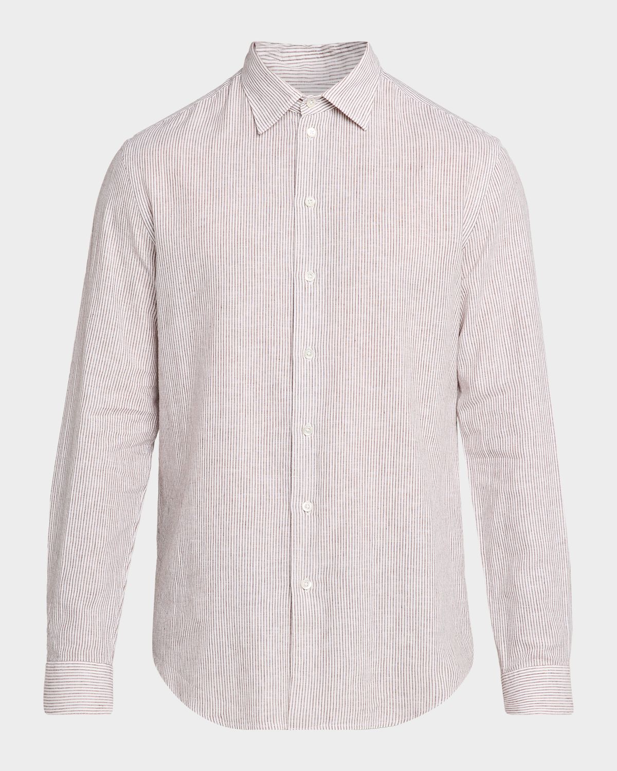 Emporio Armani Men 's Cotton and Linen Fine-Stripe Sport Shirt | Thumbnail 6 Emporio Armani Men 's Cotton and Linen Fine-Stripe Sport Shirt | Thumbnail 6