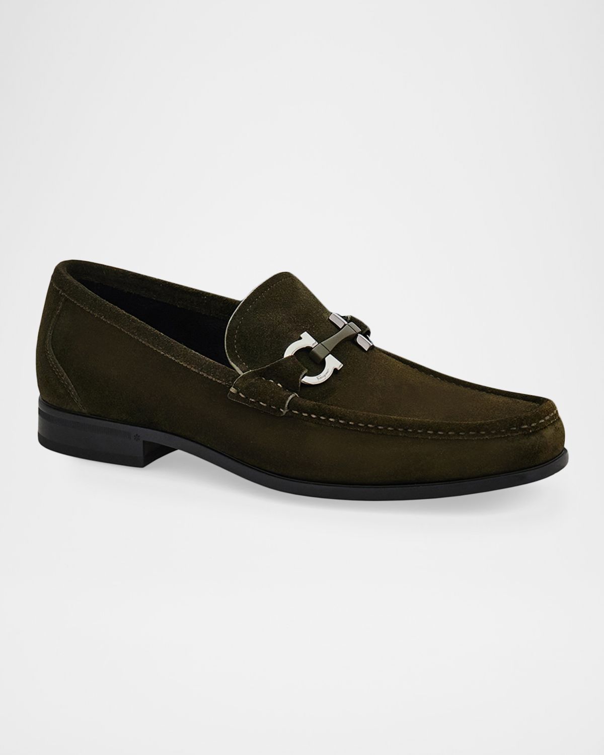 Ferragamo Men 's Grandioso Suede Gancio-Bit Loafers | Thumbnail 5
