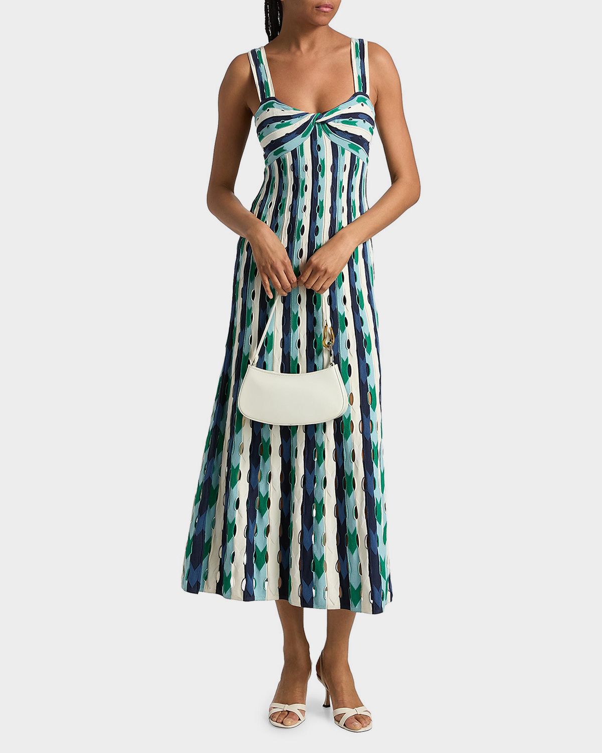 SIMKHAI Christina Knit Twist-Front Midi Dress