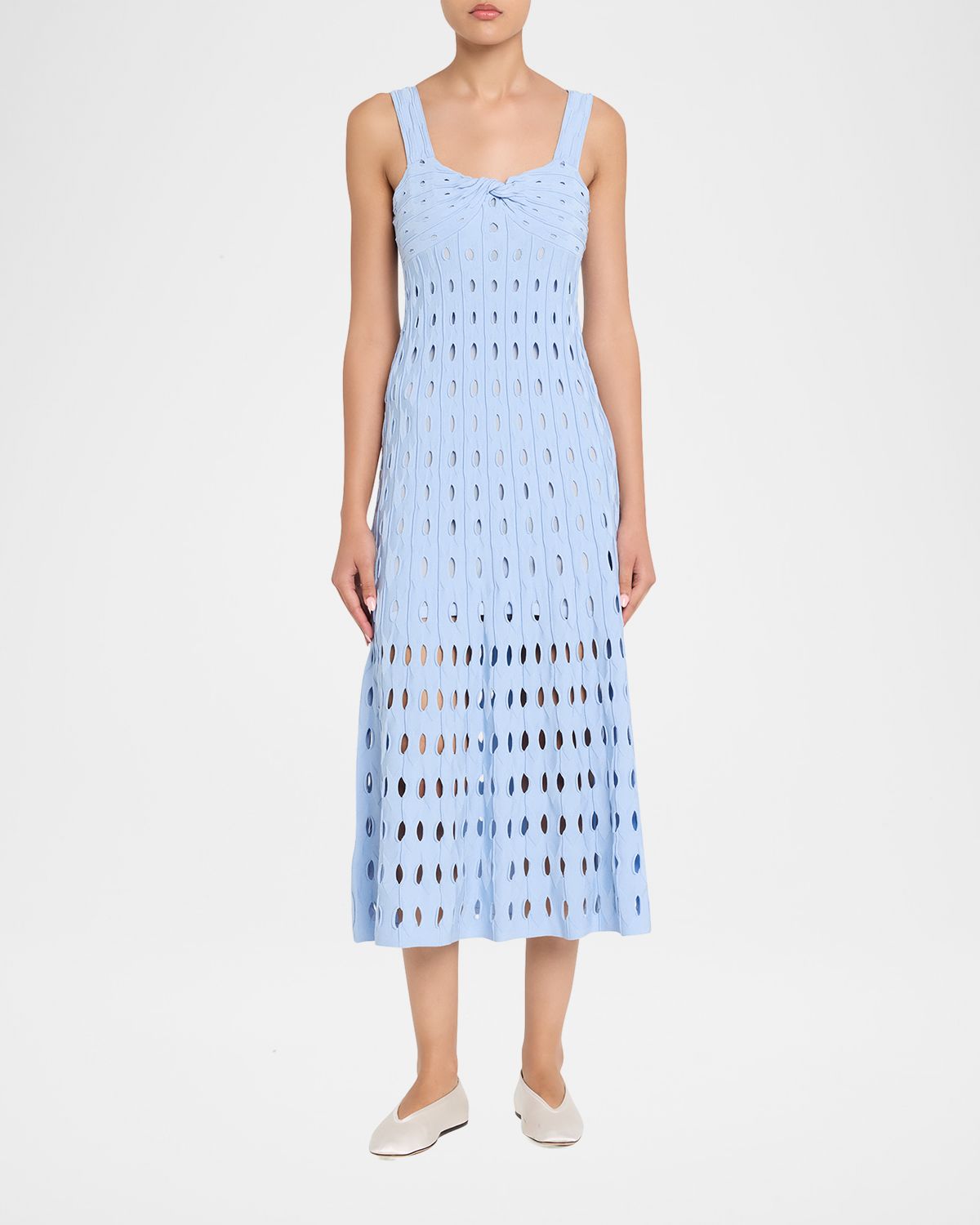 SIMKHAI Christina Knit Twist-Front Midi Dress