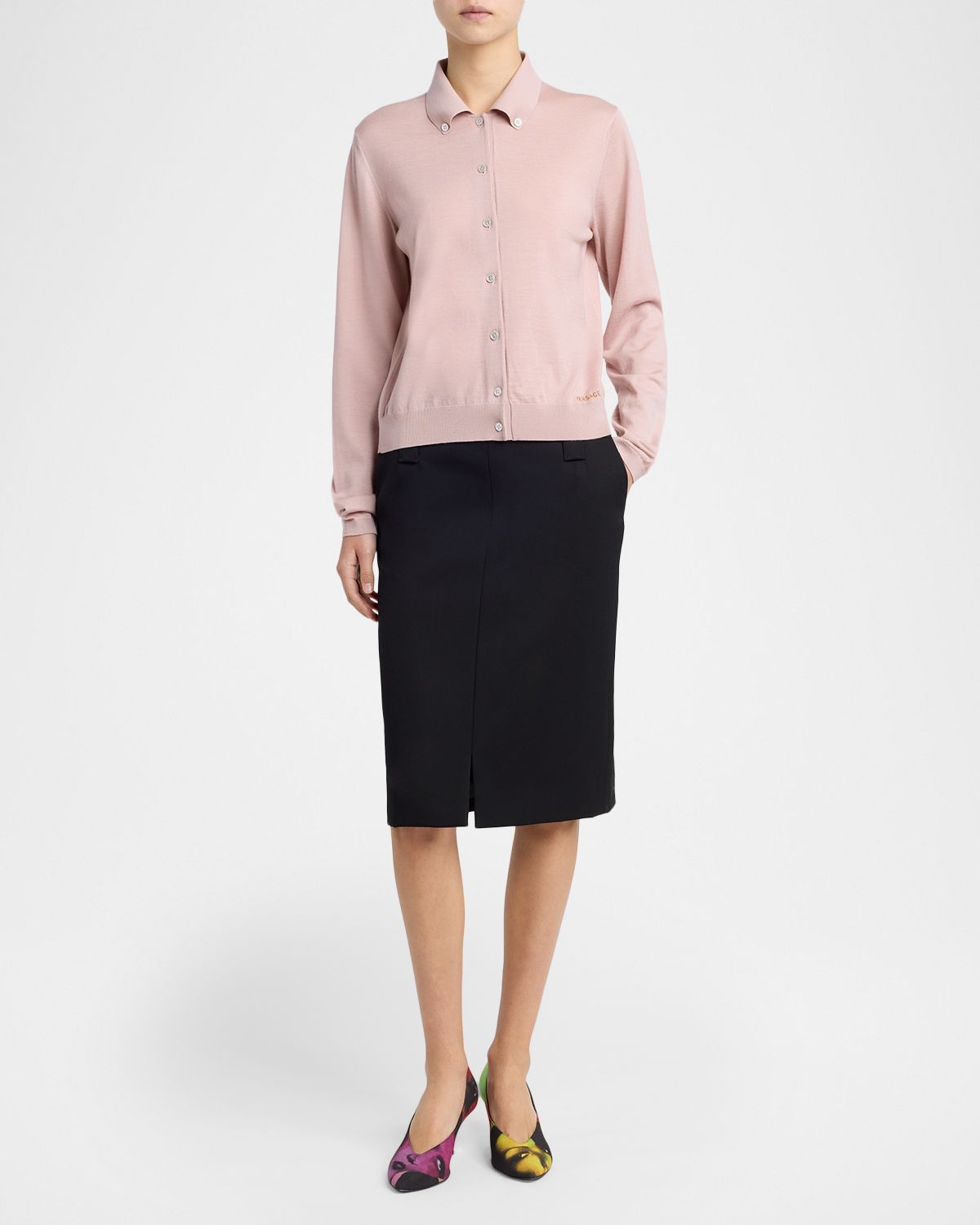 Versace Heavyweight Virgin Wool Pencil Skirt