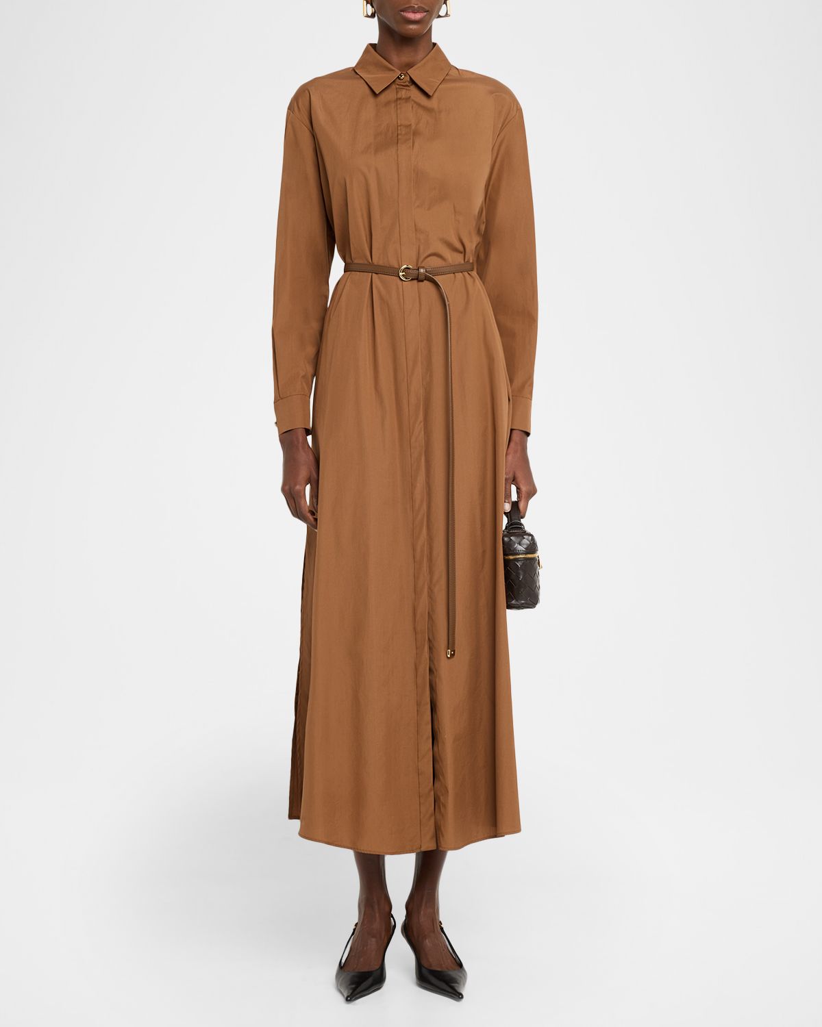 Max Mara Studio Lecito Belted Cotton Midi Shirtdress