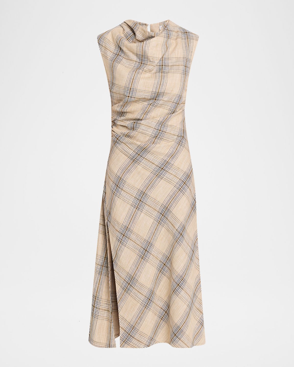 SIMKHAI Burke Draped Plaid Midi Dress