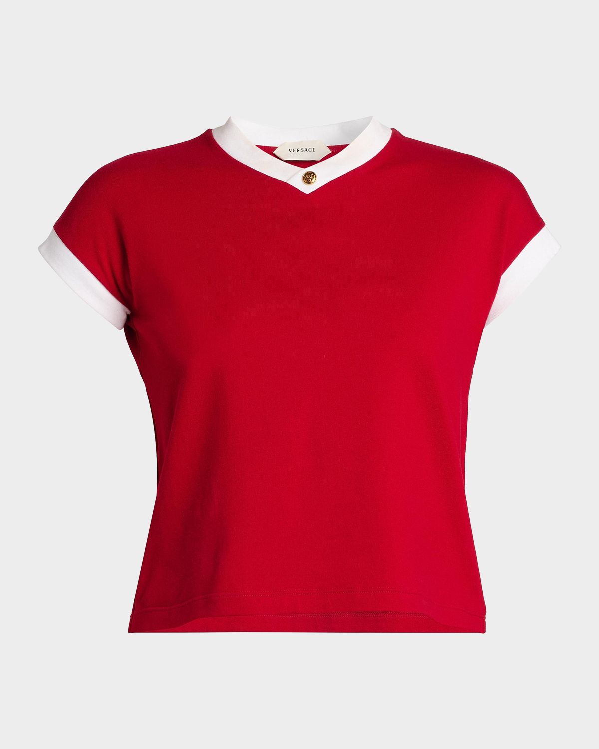 Versace Shrunken V-Neck Ringer Tee | Thumbnail 7 Versace Shrunken V-Neck Ringer Tee | Thumbnail 7