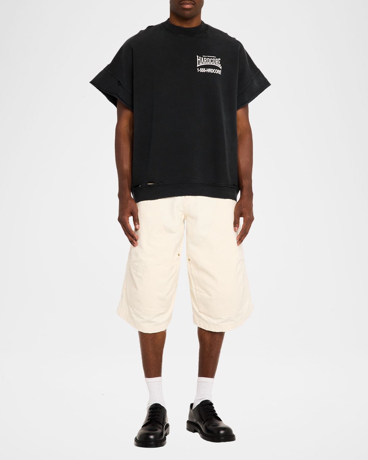 Willy Chavarria Men 's Hardcore Cotton Distressed T-Shirt