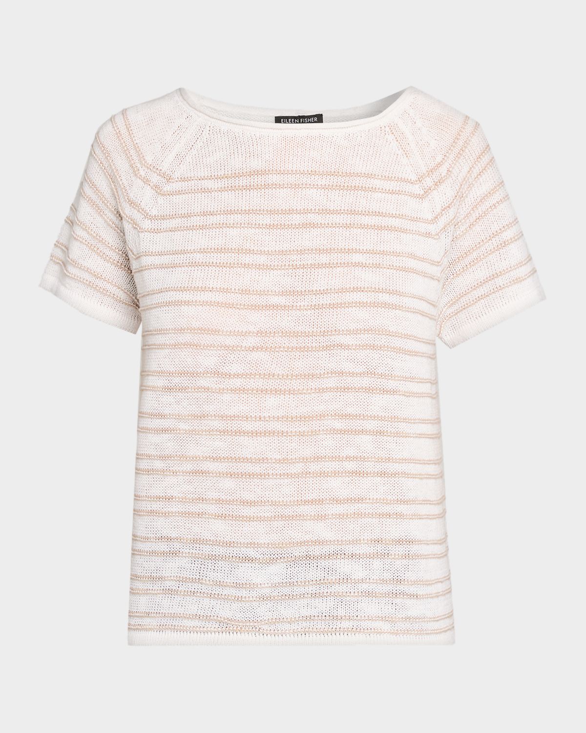 Eileen Fisher Slubby Bateau-Neck Striped Sweater
