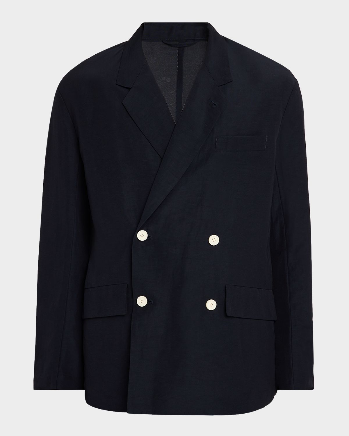 Emporio Armani Men 's Oversized Linen Blend Double-Breasted Blazer
