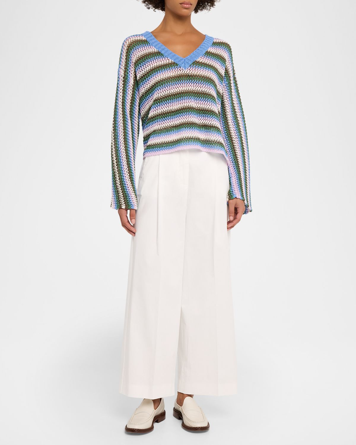 Weekend Max Mara Bellico Pleated Wide-Leg Crop Pants