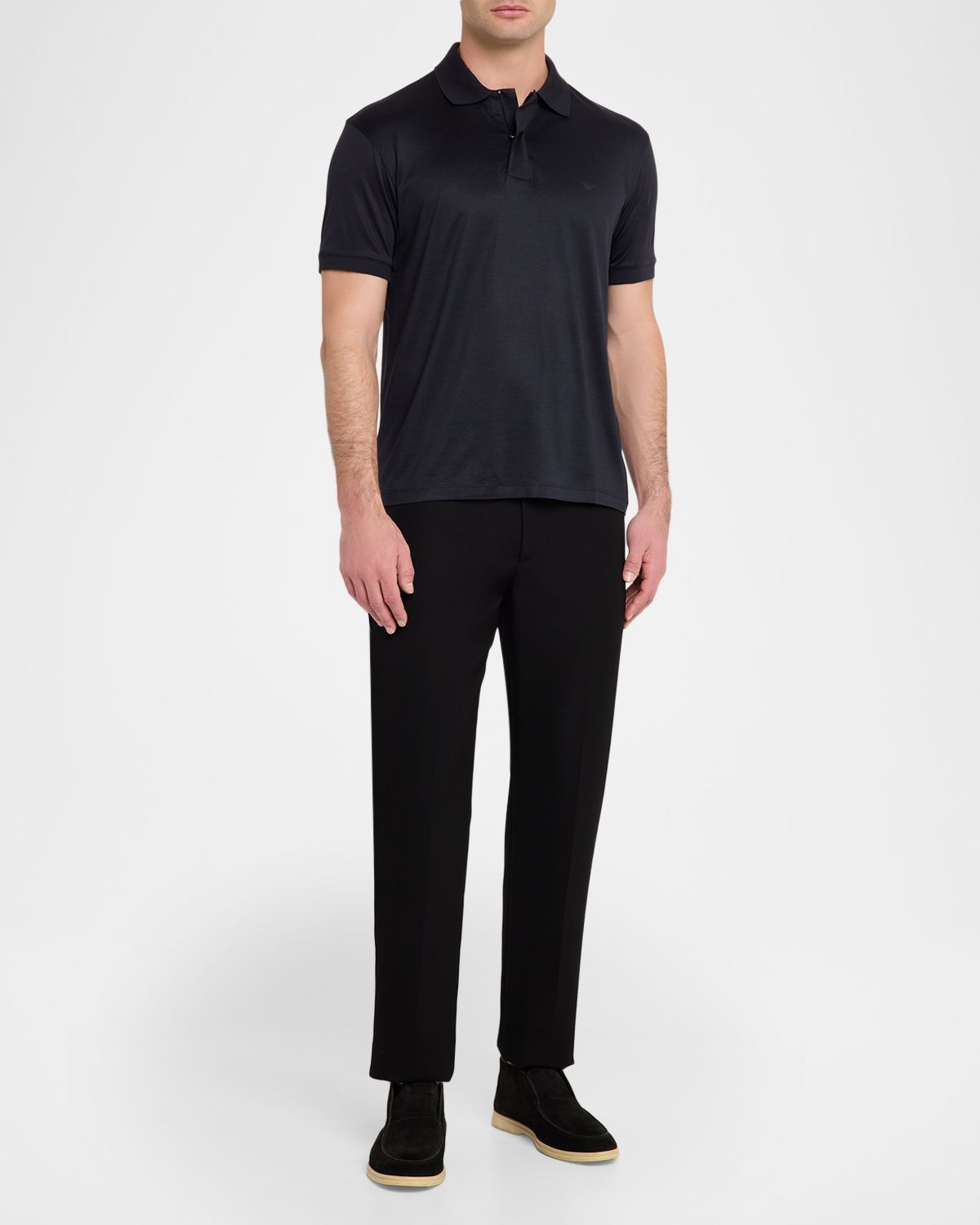 Emporio Armani Men 's Short-Sleeved Lyocell-Blend Polo Shirt