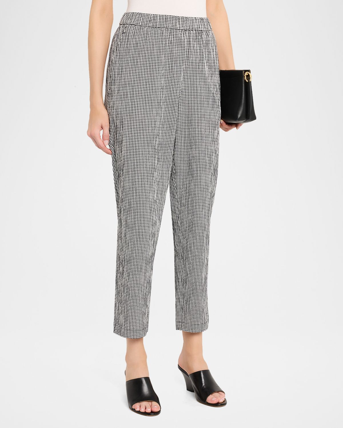 Eileen Fisher Tapered Organic Cotton Check Ankle Pants | Thumbnail 4 Eileen Fisher Tapered Organic Cotton Check Ankle Pants | Thumbnail 4