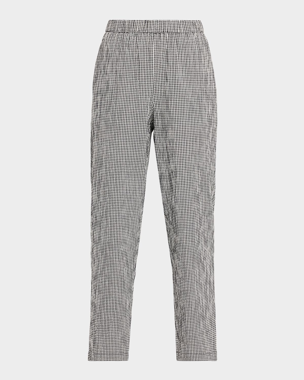 Eileen Fisher Tapered Organic Cotton Check Ankle Pants