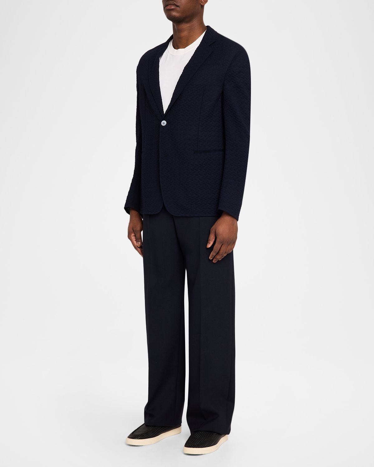 Emporio Armani Men 's Chevron Jacquard Knit Blazer