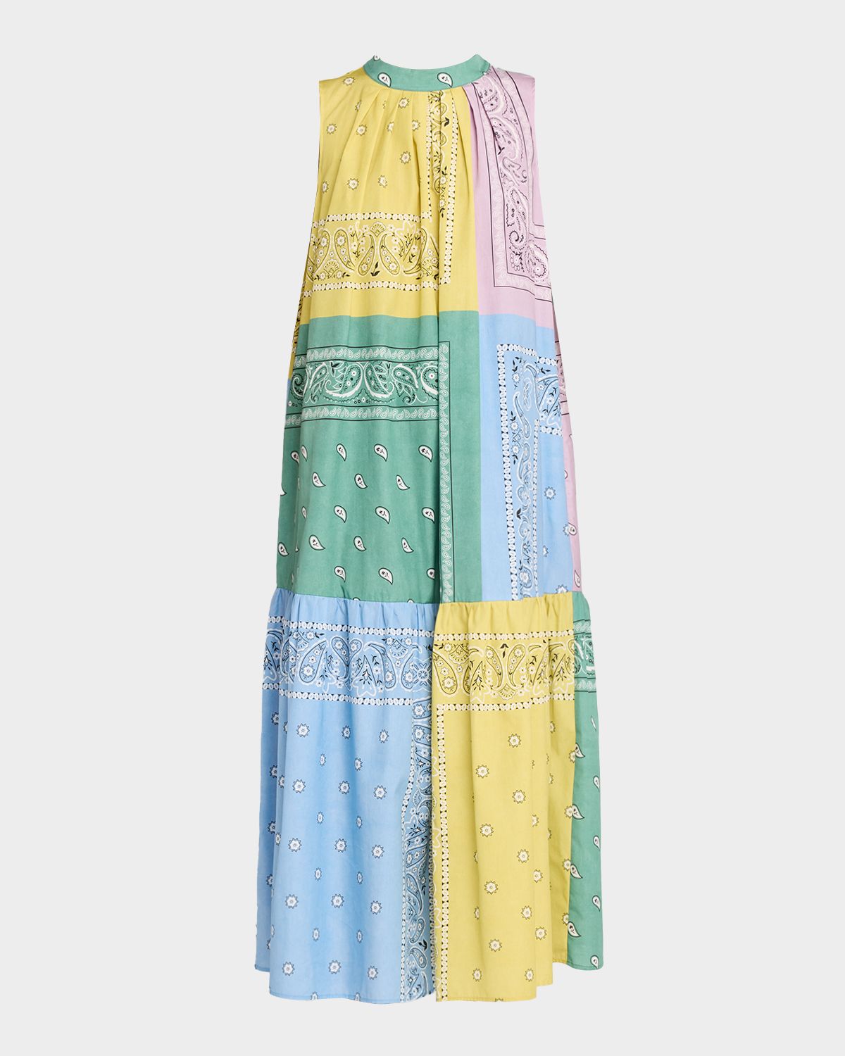 Weekend Max Mara Regno Patchwork Cotton Trapeze Midi Dress