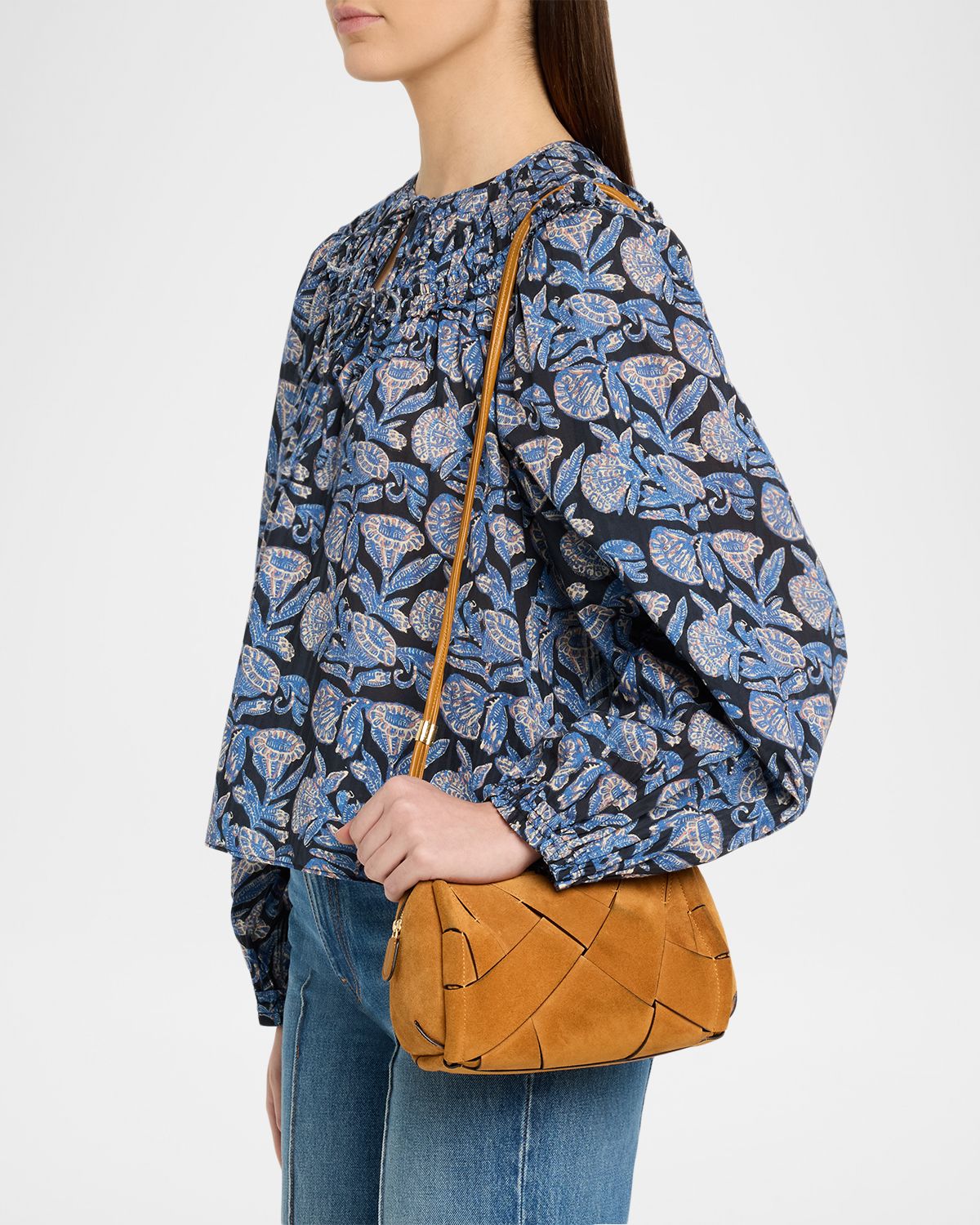 Ulla Johnson Charlotte Woven Suede Camera Bag