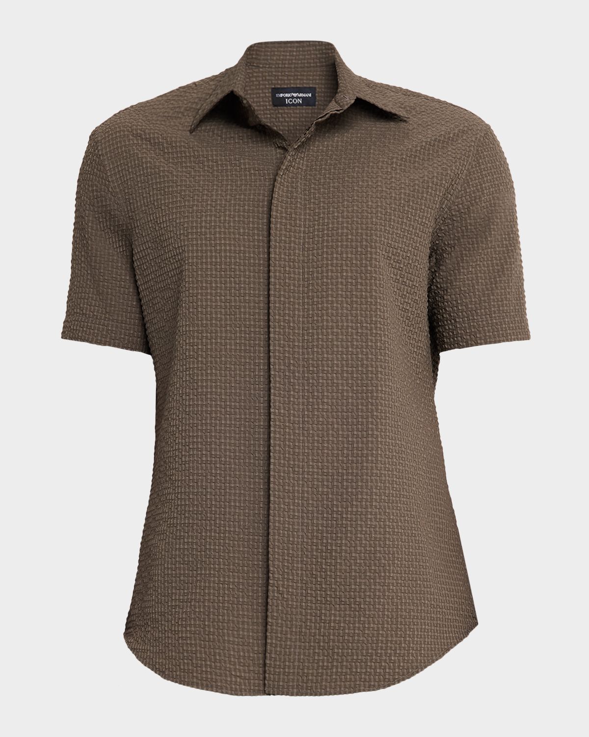 Emporio Armani Men 's Geometric Textured Short-Sleeve Shirt