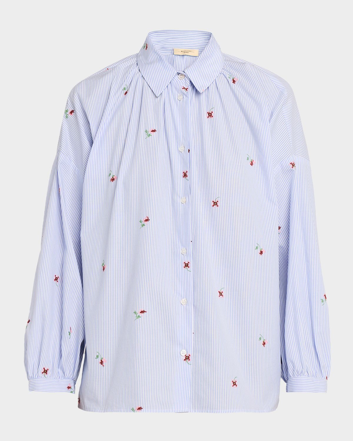 Weekend Max Mara Striped Floral-Embroidered Cotton Shirt