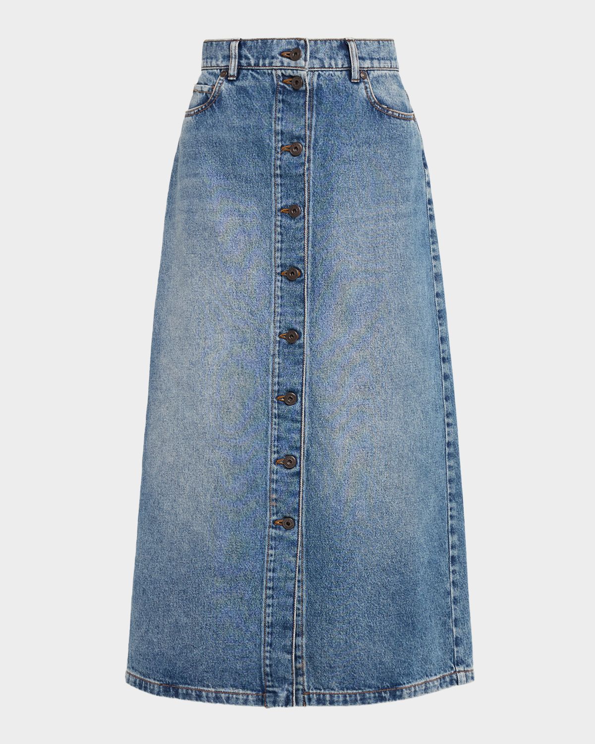 Weekend Max Mara Asti A-Line Cotton Denim Midi Skirt