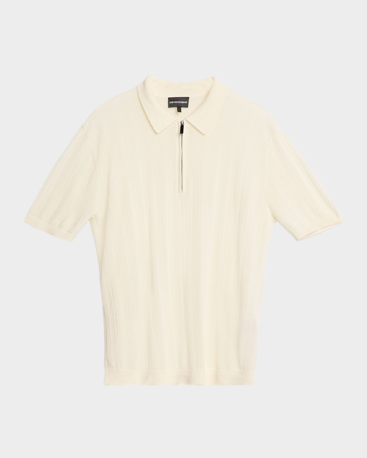 Emporio Armani Men 's Textured Cotton Quarter-Zip Polo Shirt