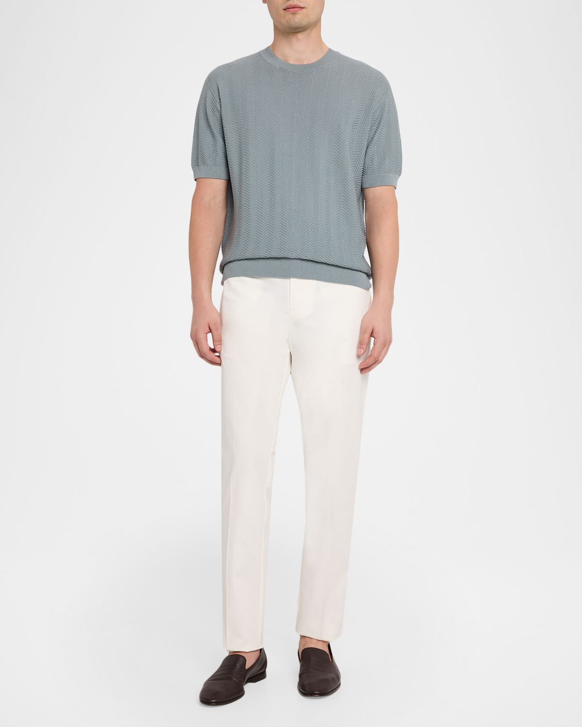 Emporio Armani Men 's Cotton and Silk Flat Front Trousers